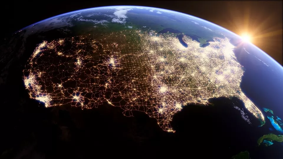 satellite map of us at night at night over usa the united states Satellite Map Of Usa 960 X 540 pixels - Map of USA States